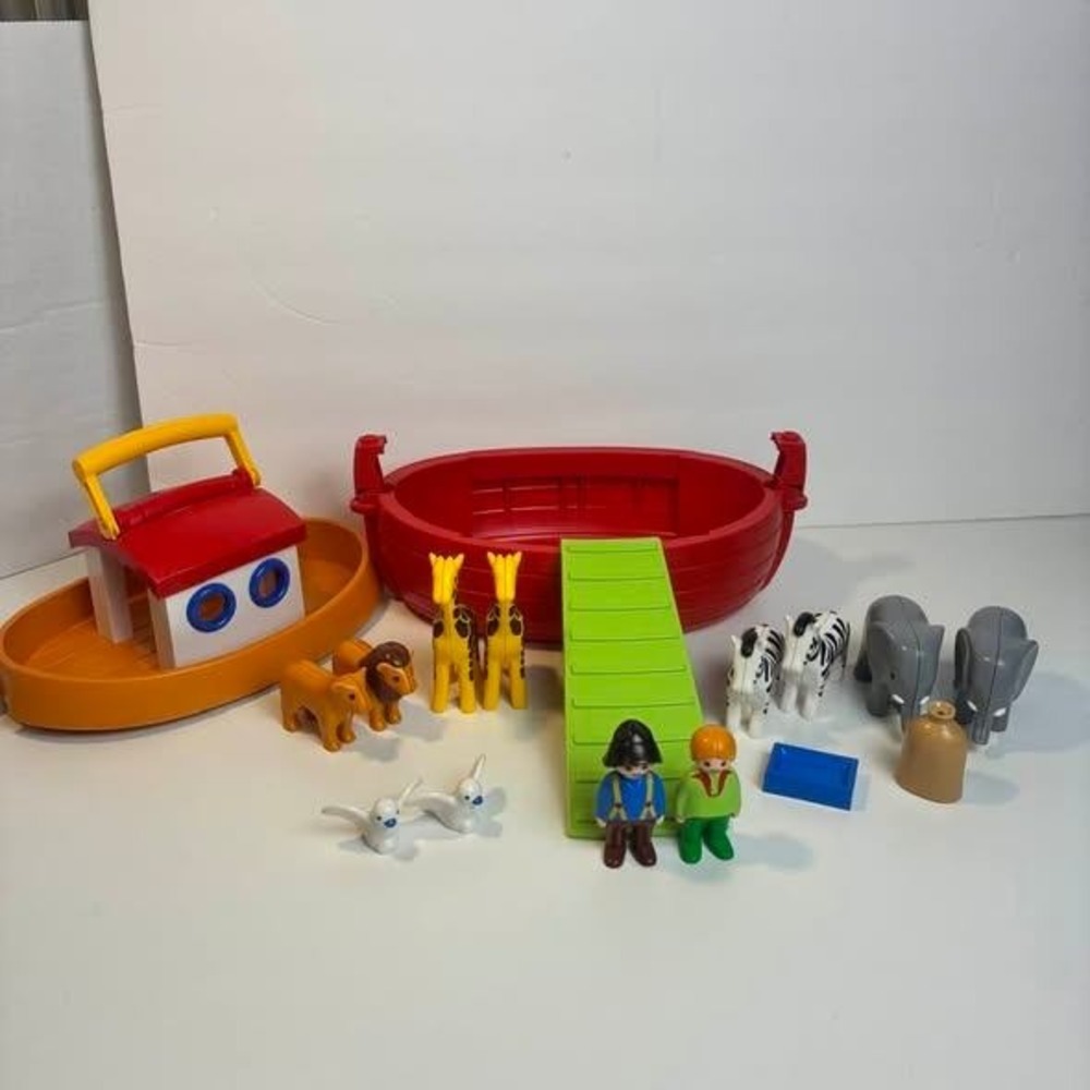 Playmobil Noah's Ark Boat Animal Set Figures Ramp Zoo Safari Toy Lot Vintage Toy - Picture 2 of 11
